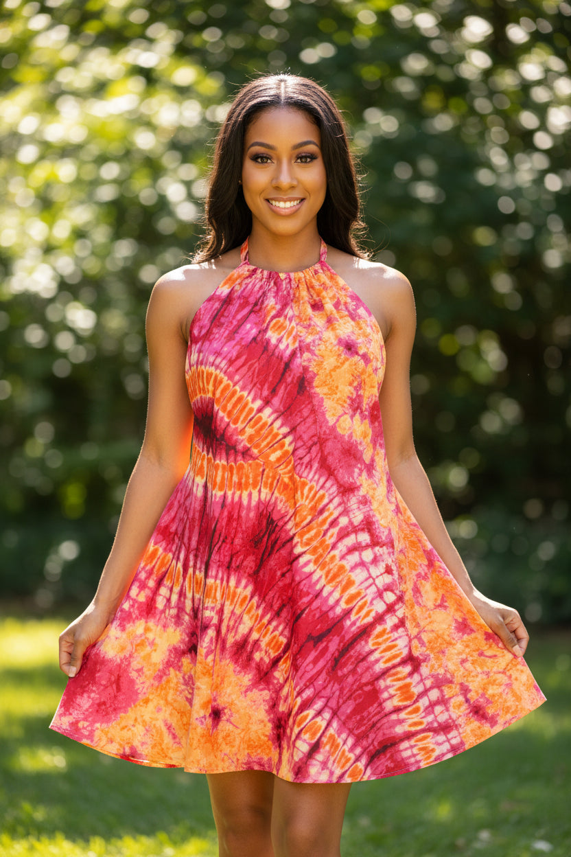 Ankara Backless Dress with Built in Bra Case