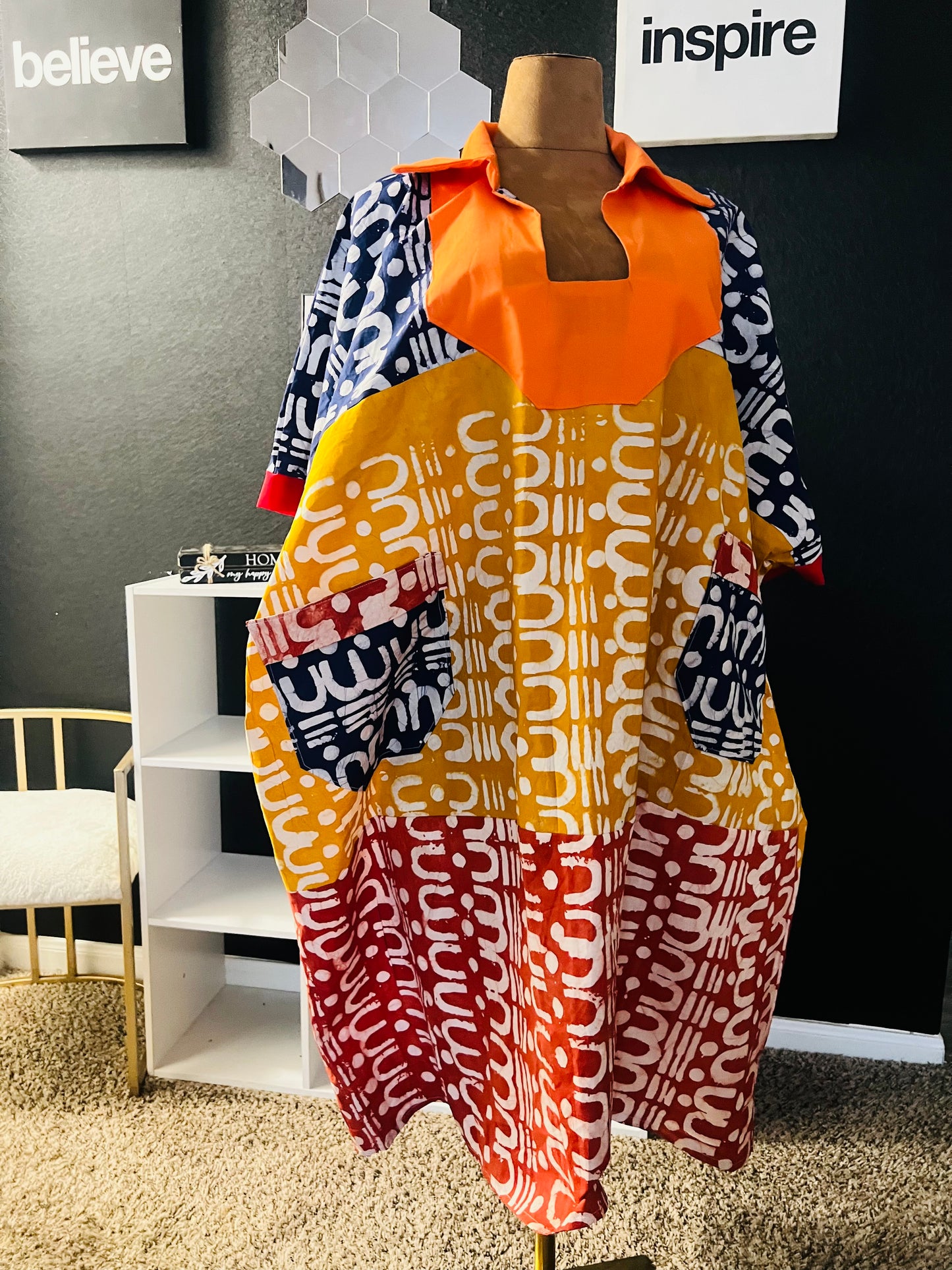 Handmade Adire Tie Dye Cotton Boubou Women African Dress| Rich Aunty Kaftan| Batik bubu African Christmas Trendy Dresses| Gift for her