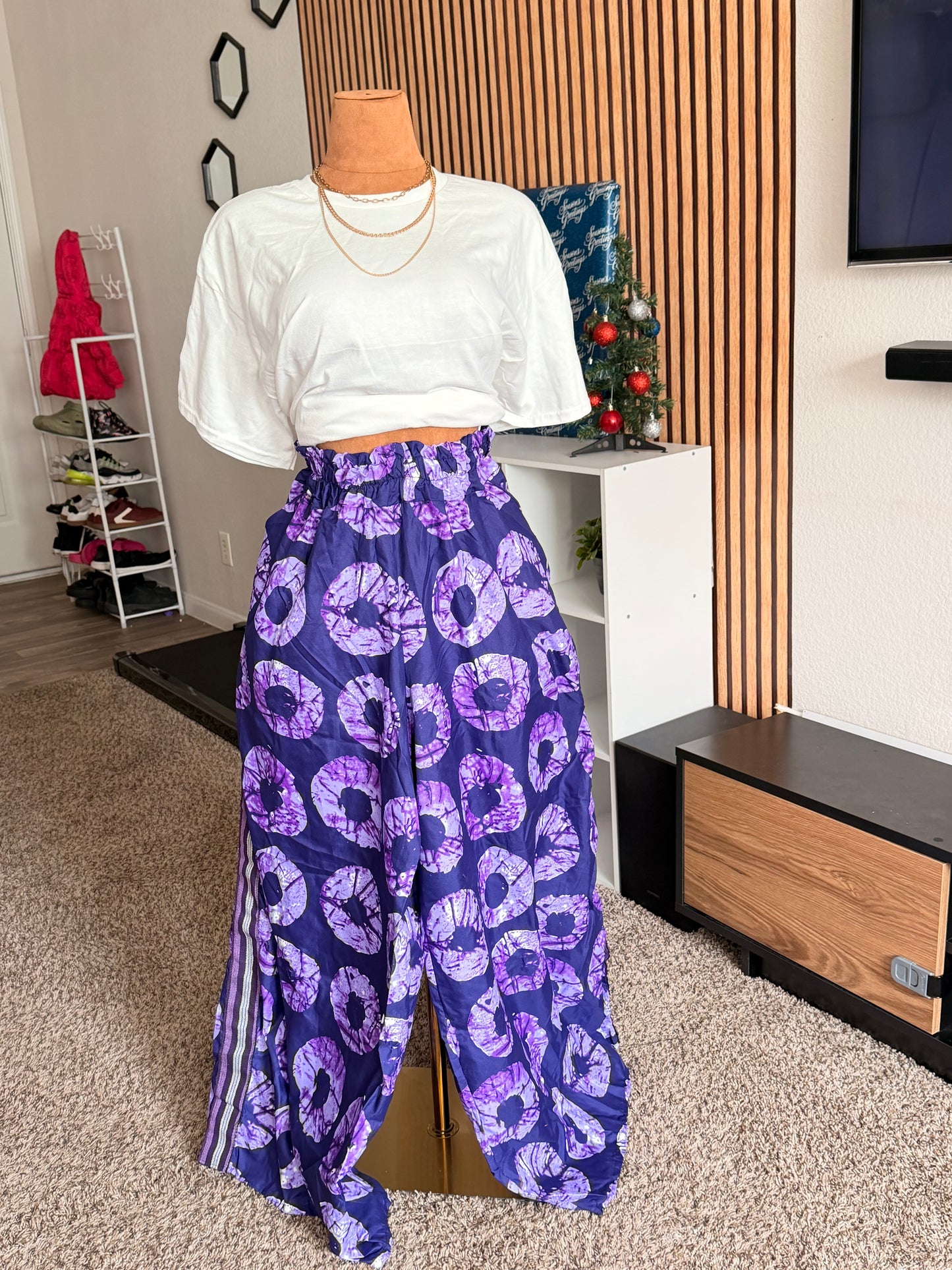 110 African Print Pant, Ankara wide leg palazzo trouser, women clothing's, African unisex pants, Trendy Adire Asoke.Fits a size 6 to size 16