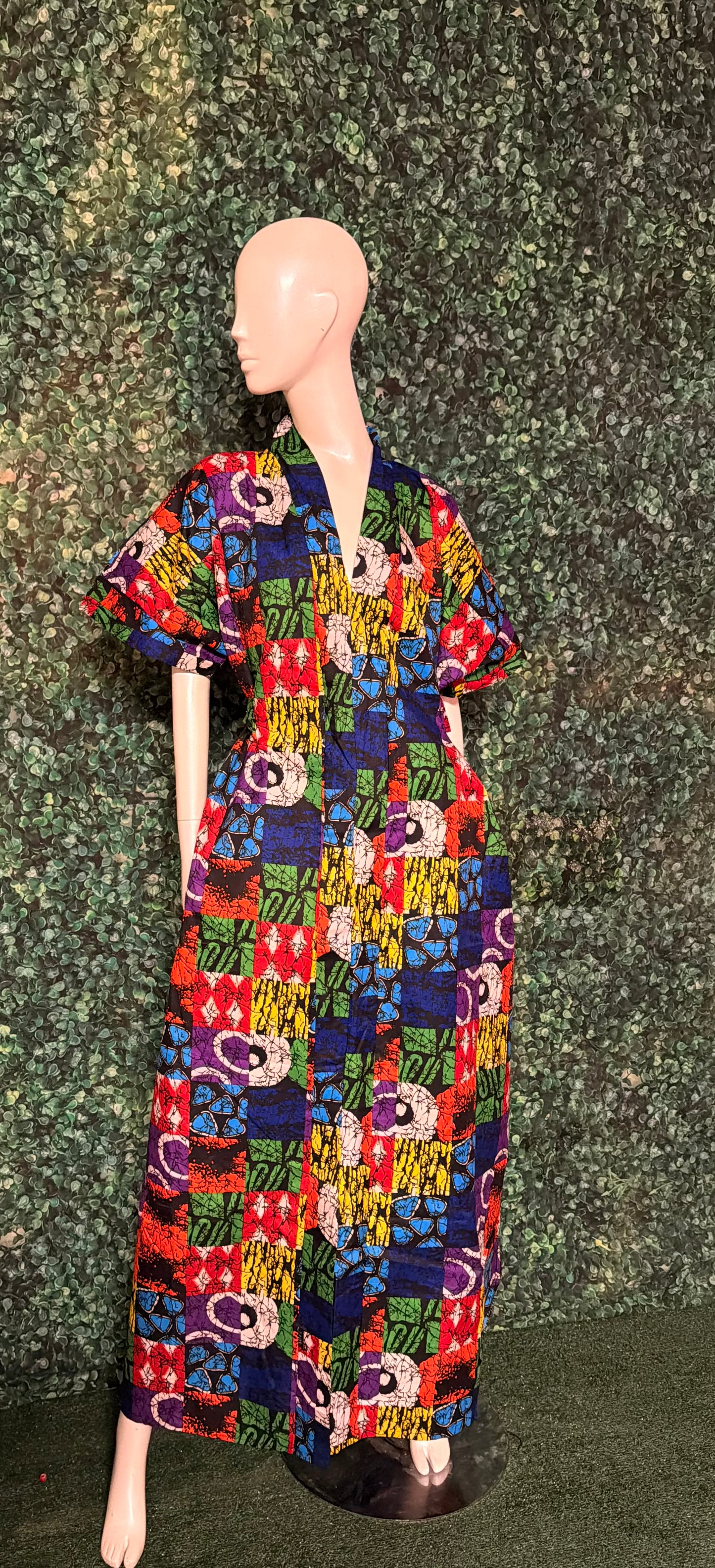 African Print Stylish Ankara Bubu Long Dress with Waist Belt, Side Pockets, Loose fit, One Size Fit