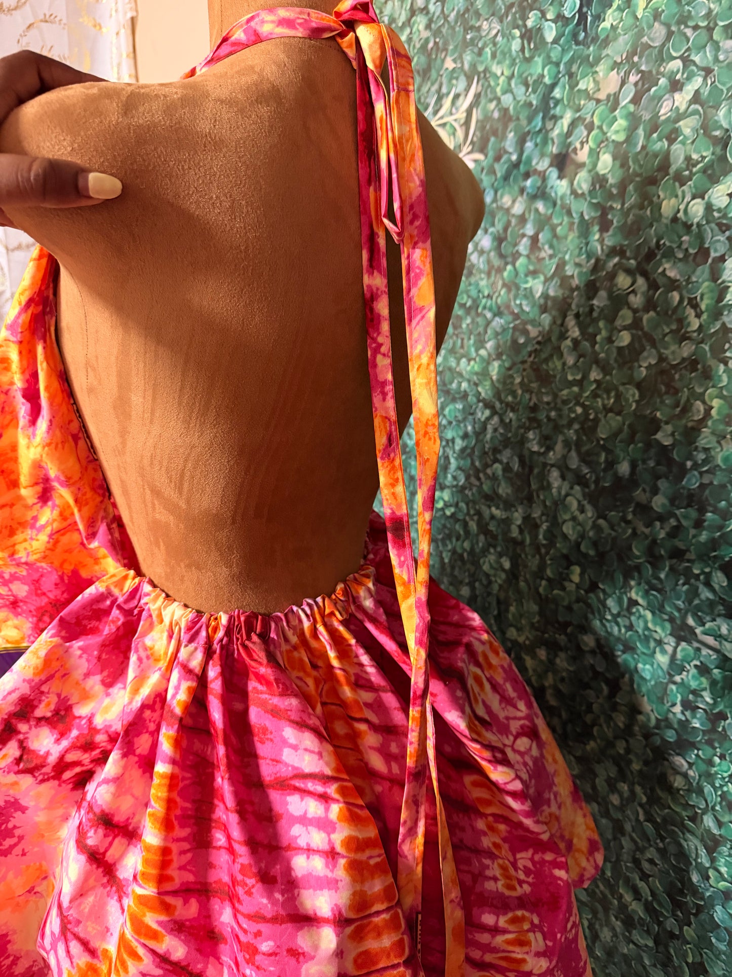 Ankara Backless Dress with Built in Bra Case