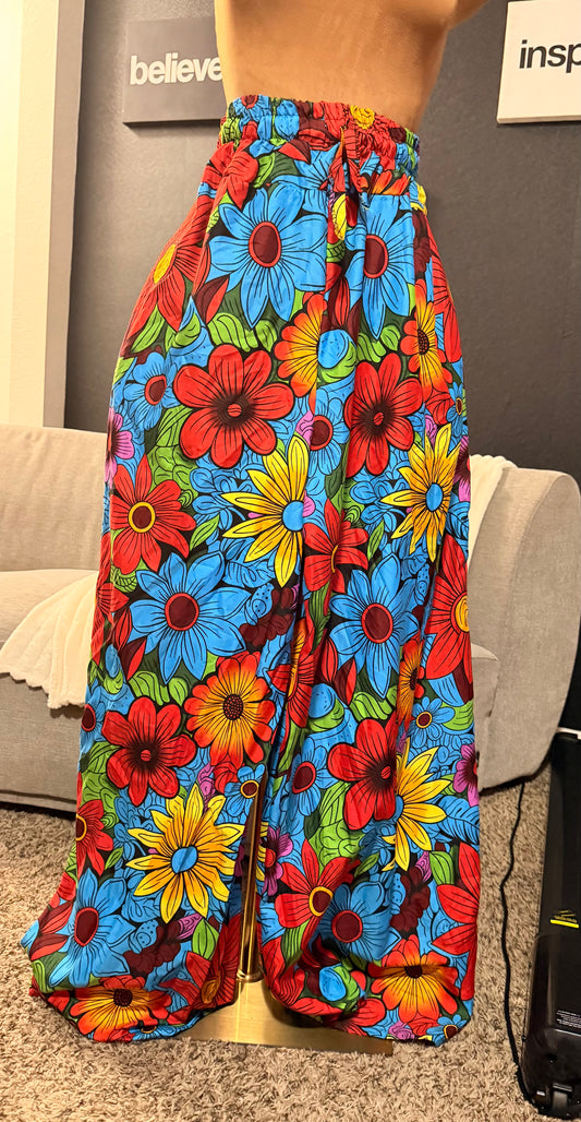 Flower Ankara Pant, Fits a size Small to Size 16