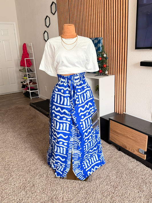 001 African Print Pant, Ankara wide leg palazzo trouser, women clothing's, African unisex pants, Trendy Adire Asoke, Elastic Rope waist. Fits a size 6 to size 16