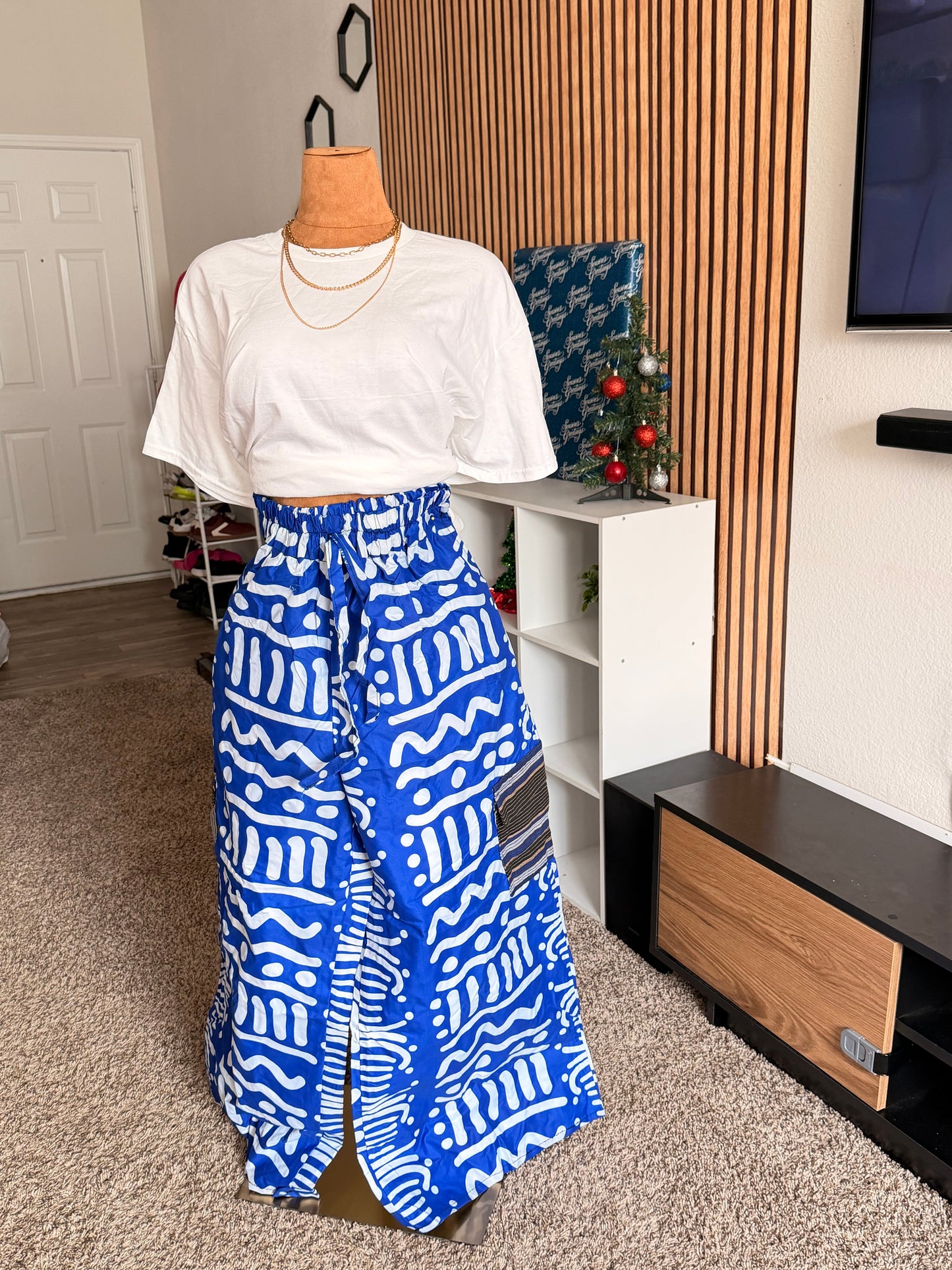 001 African Print Pant, Ankara wide leg palazzo trouser, women clothing's, African unisex pants, Trendy Adire Asoke, Elastic Rope waist. Fits a size 6 to size 16