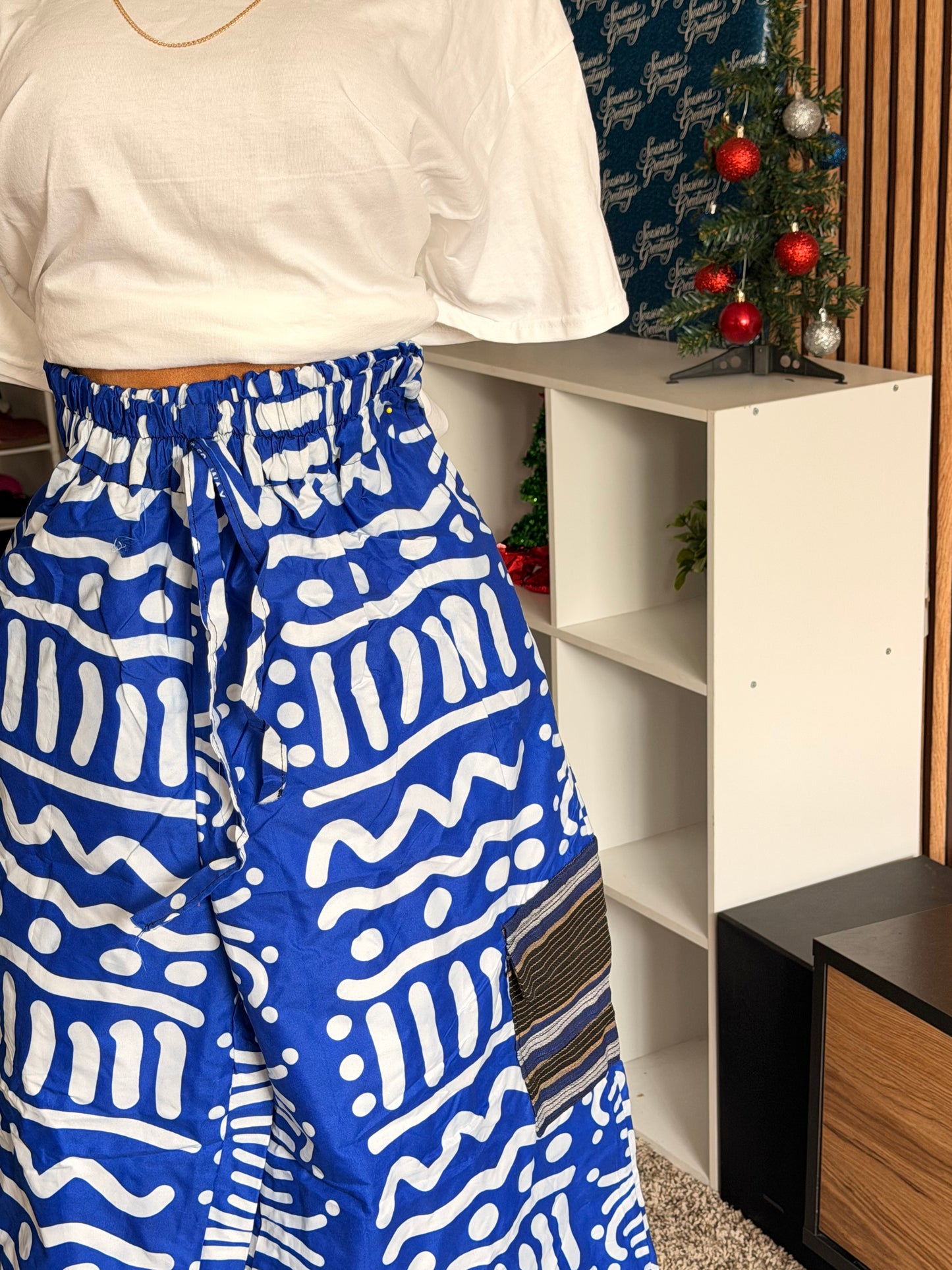 001 African Print Pant, Ankara wide leg palazzo trouser, women clothing's, African unisex pants, Trendy Adire Asoke, Elastic Rope waist. Fits a size 6 to size 16