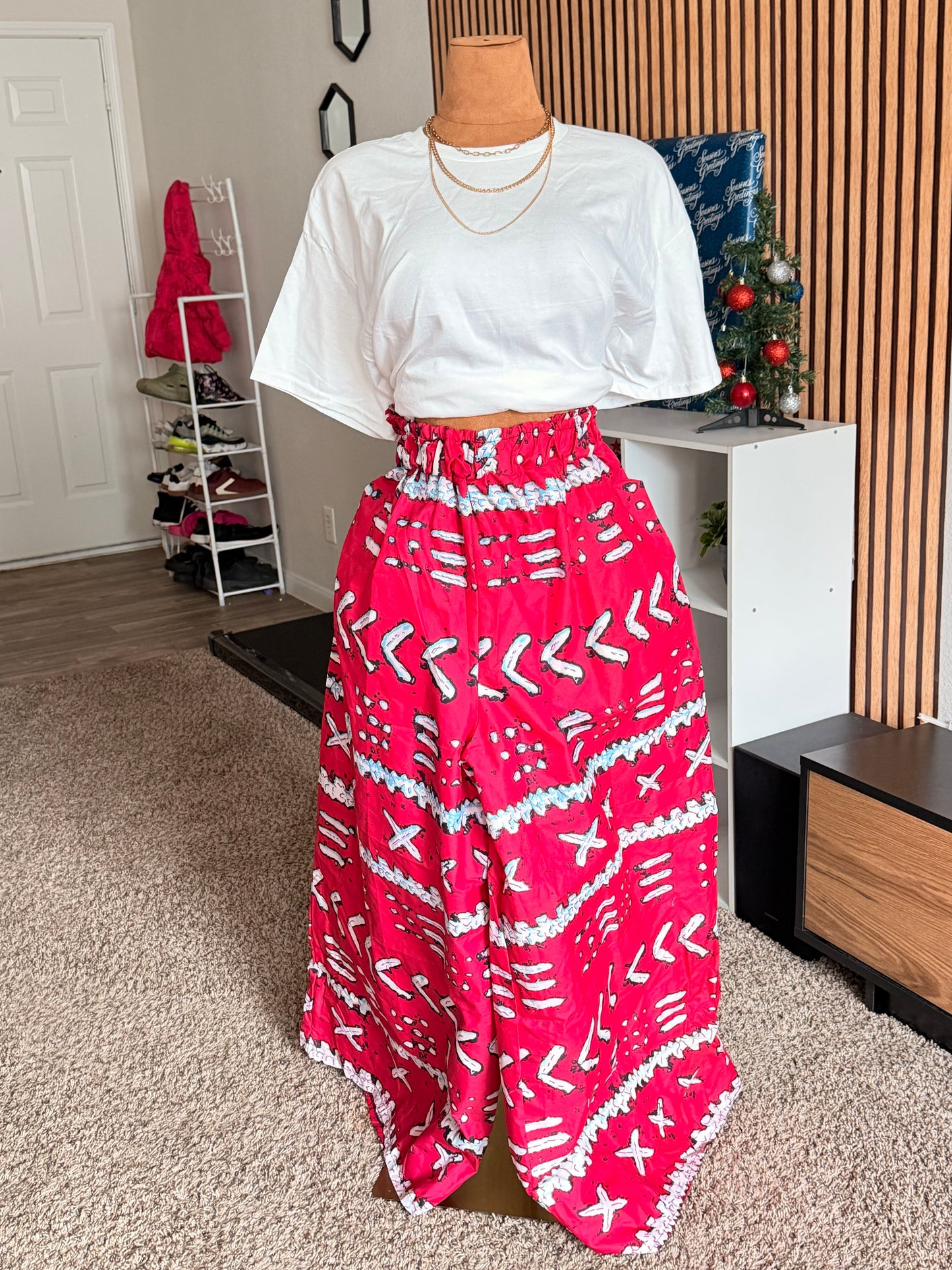 007 African Print Pant, Ankara wide leg palazzo trouser, women clothing's, African unisex pants, Trendy Adire Asoke, Elastic Rope waist. Fits a size 6 to size 16