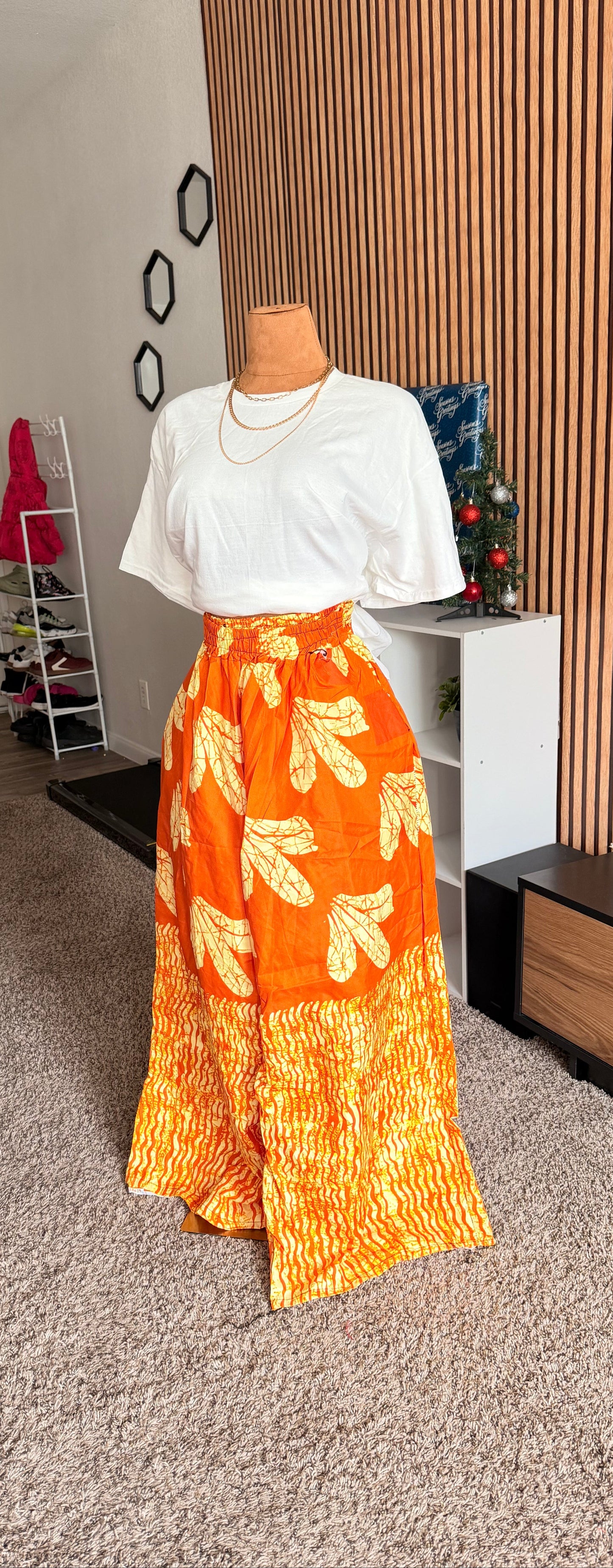 005 African Print Pant, Ankara wide leg palazzo trouser, women clothing's, African unisex pants, Trendy Adire Asoke, Elastic Rope waist. Fits a size 6 to size 16