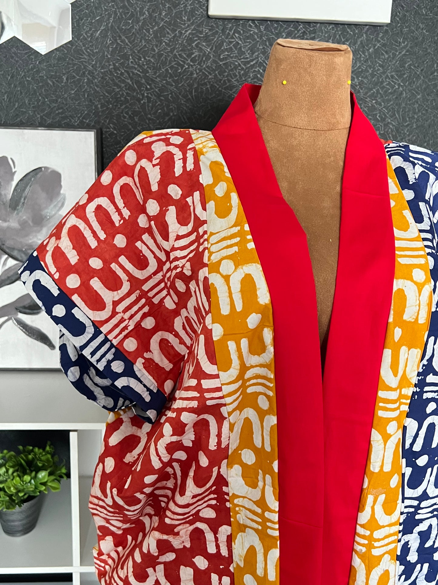 African Adire Mismatch Kimono Jacket