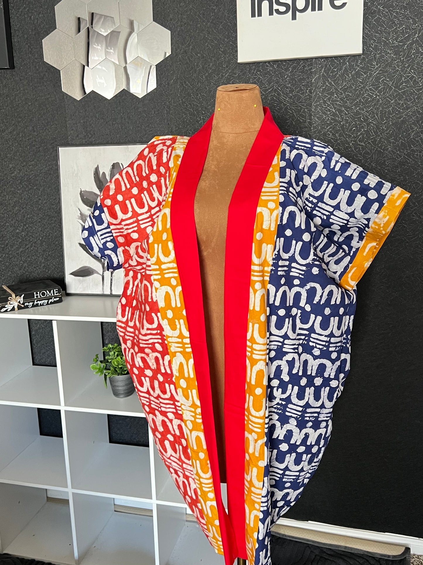 African Adire Mismatch Kimono Jacket