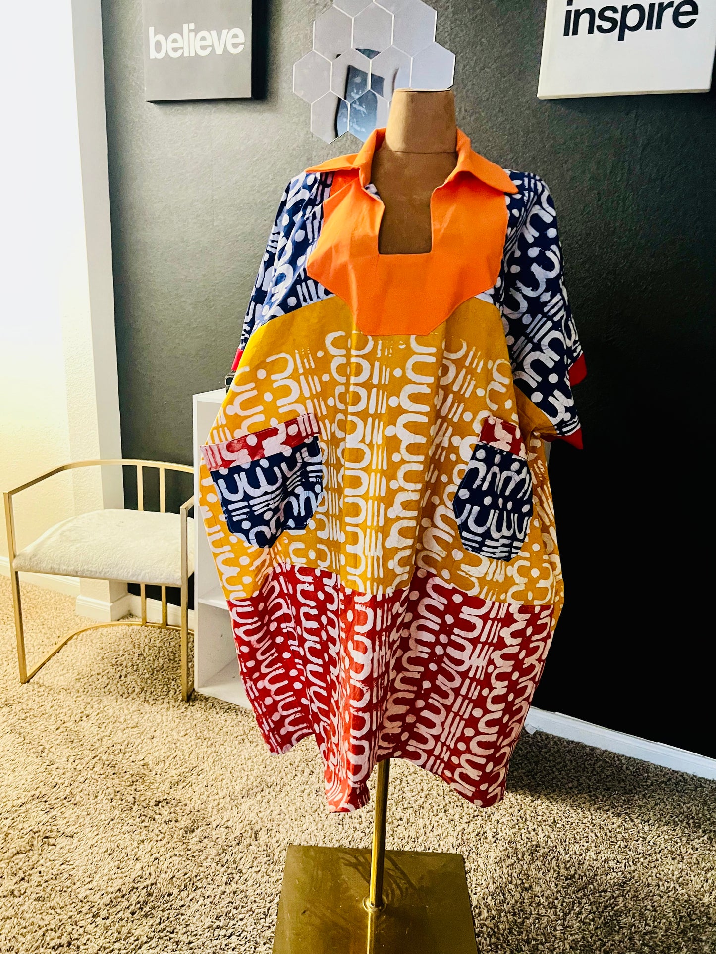 Handmade Adire Tie Dye Cotton Boubou Women African Dress| Rich Aunty Kaftan| Batik bubu African Christmas Trendy Dresses| Gift for her