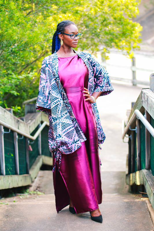 ORE DRESS AND KIMONO JACKET WITH SIDE POCKETS