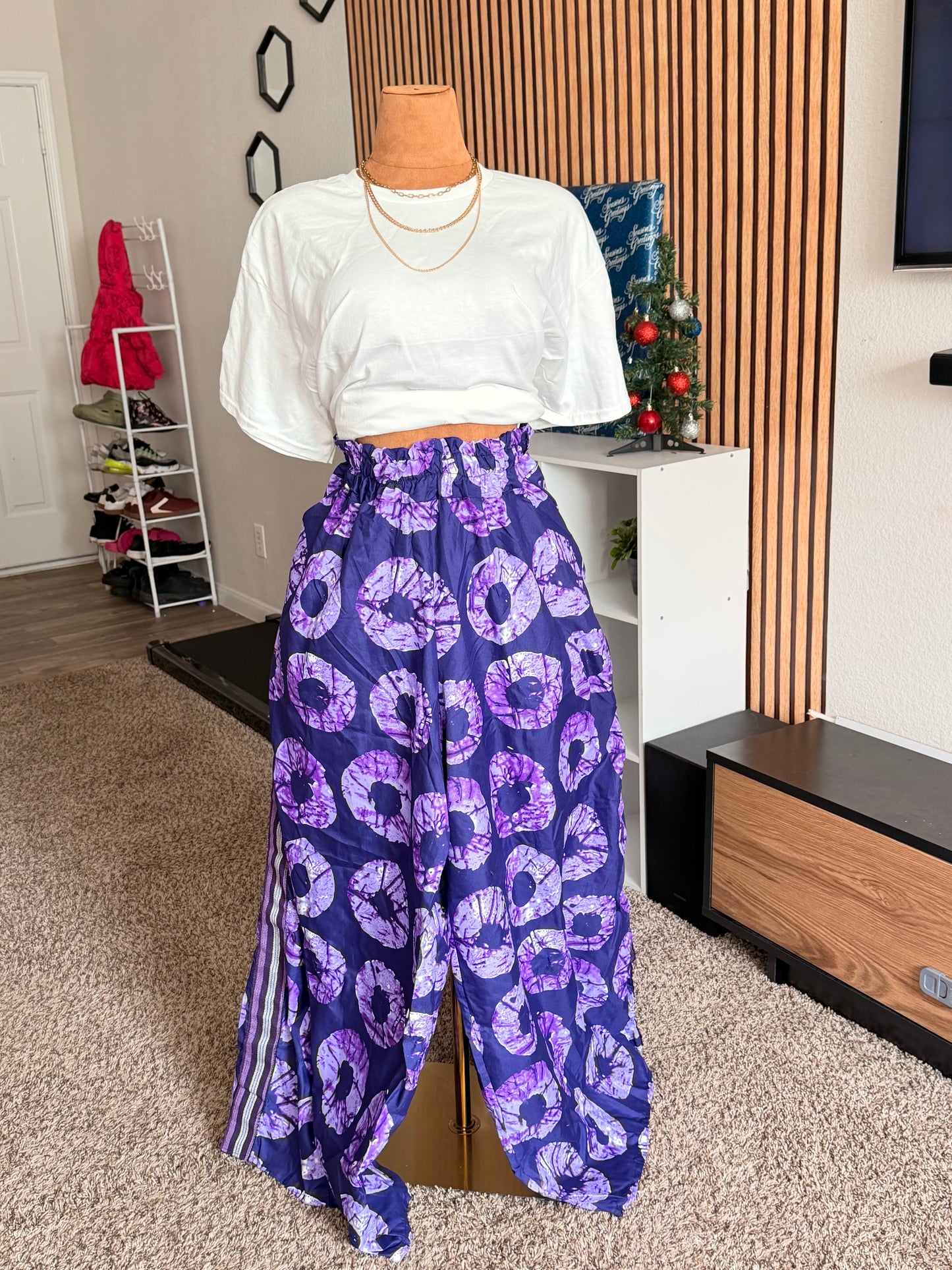 110 African Print Pant, Ankara wide leg palazzo trouser, women clothing's, African unisex pants, Trendy Adire Asoke.Fits a size 6 to size 16