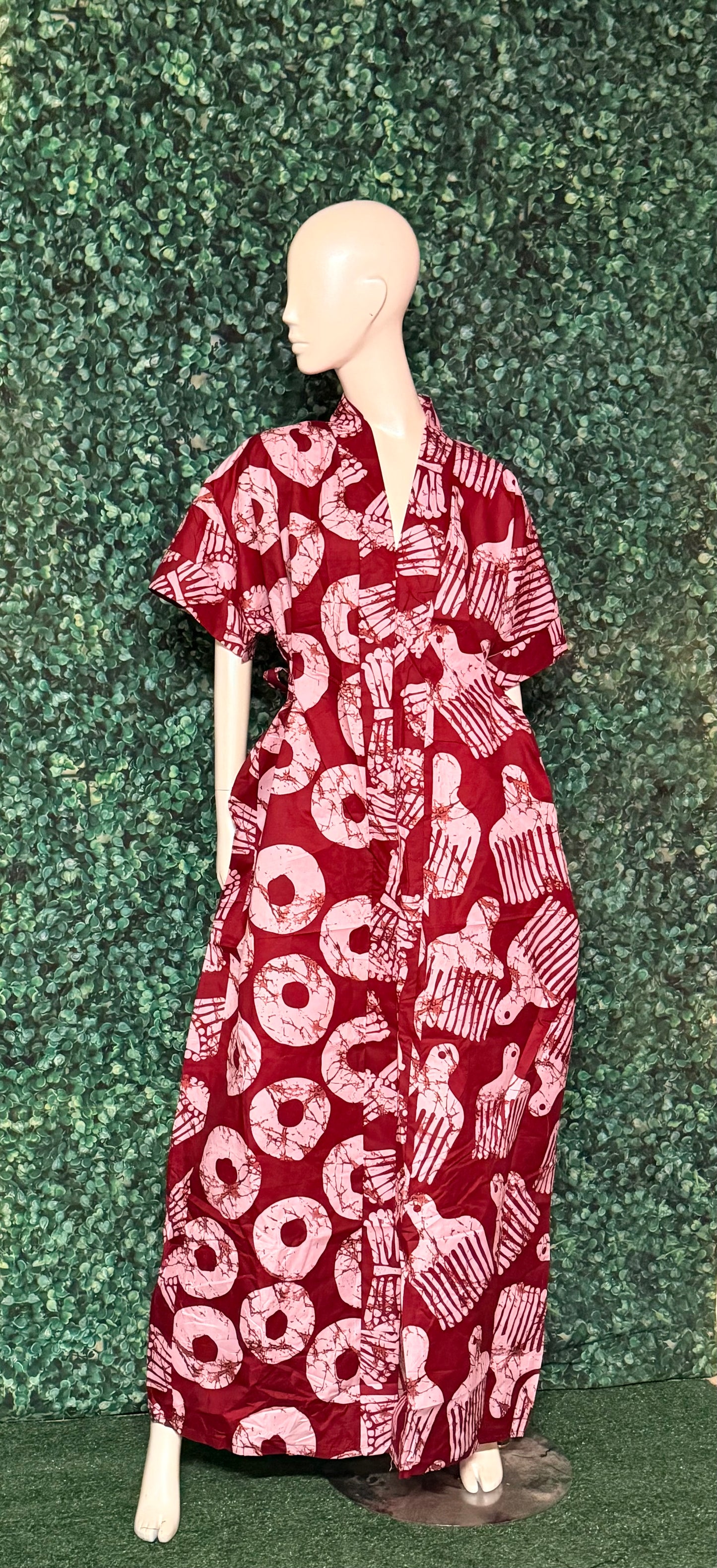 Trendy Stylish Ankara Bubu Long Dress with Waist Belt, Side Pockets, Loose fit, One Size Fit