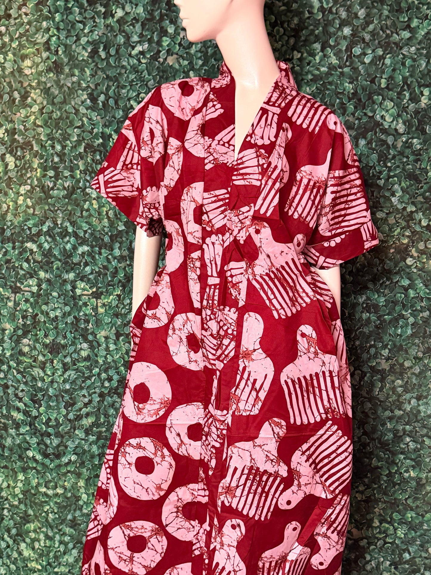 Trendy Stylish Ankara Bubu Long Dress with Waist Belt, Side Pockets, Loose fit, One Size Fit
