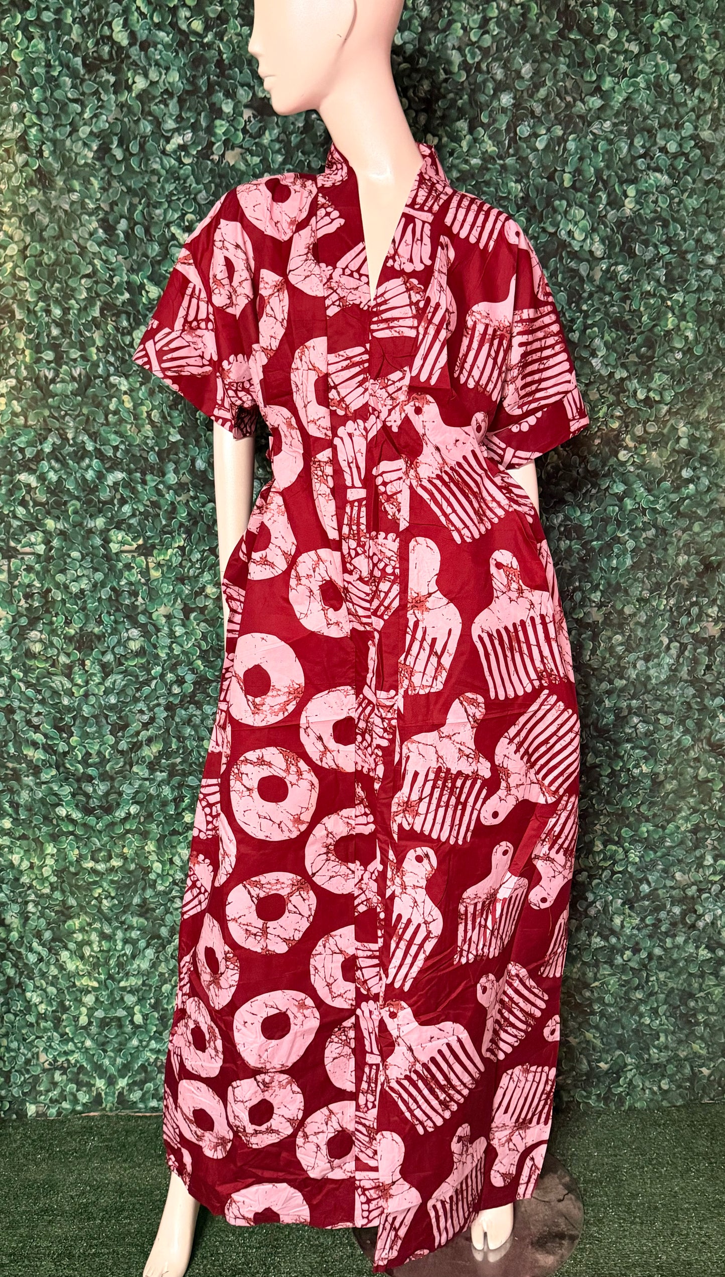 Trendy Stylish Ankara Bubu Long Dress with Waist Belt, Side Pockets, Loose fit, One Size Fit