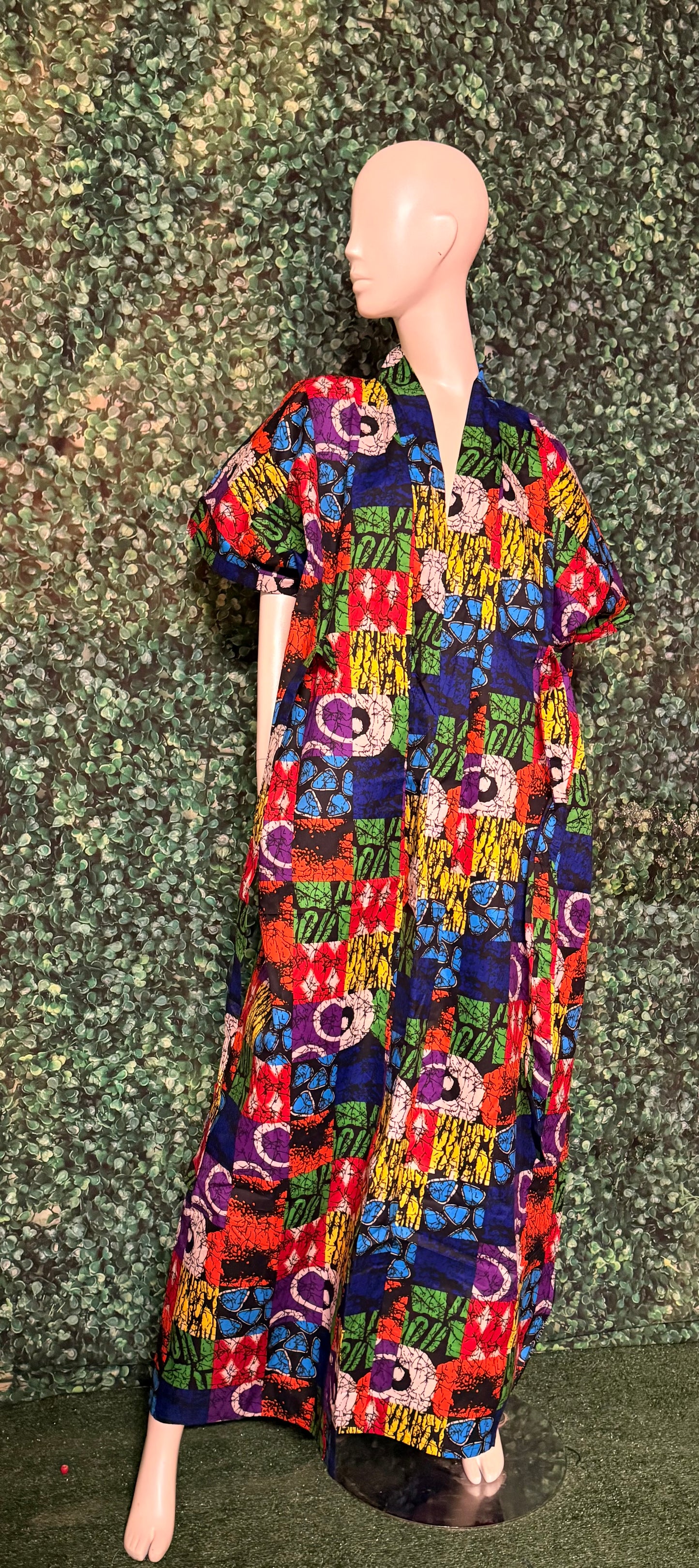 African Print Stylish Ankara Bubu Long Dress with Waist Belt, Side Pockets, Loose fit, One Size Fit