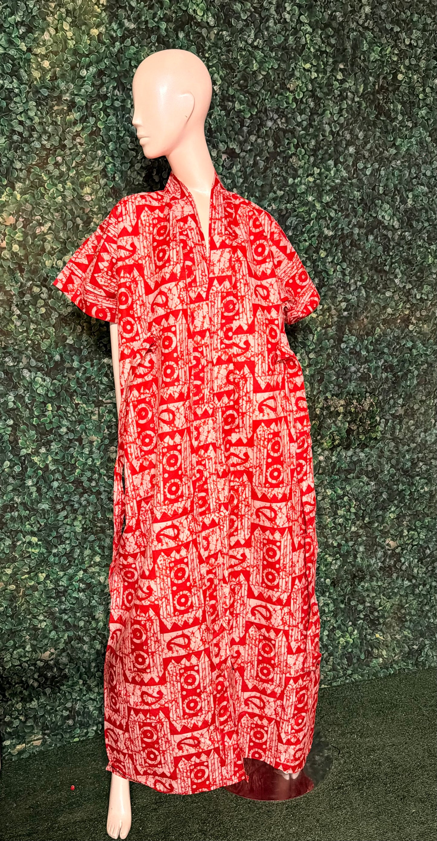 Trendy Stylish Ankara Bubu Long Dress with Waist Belt, Side Pockets, Loose fit, One Size Fit