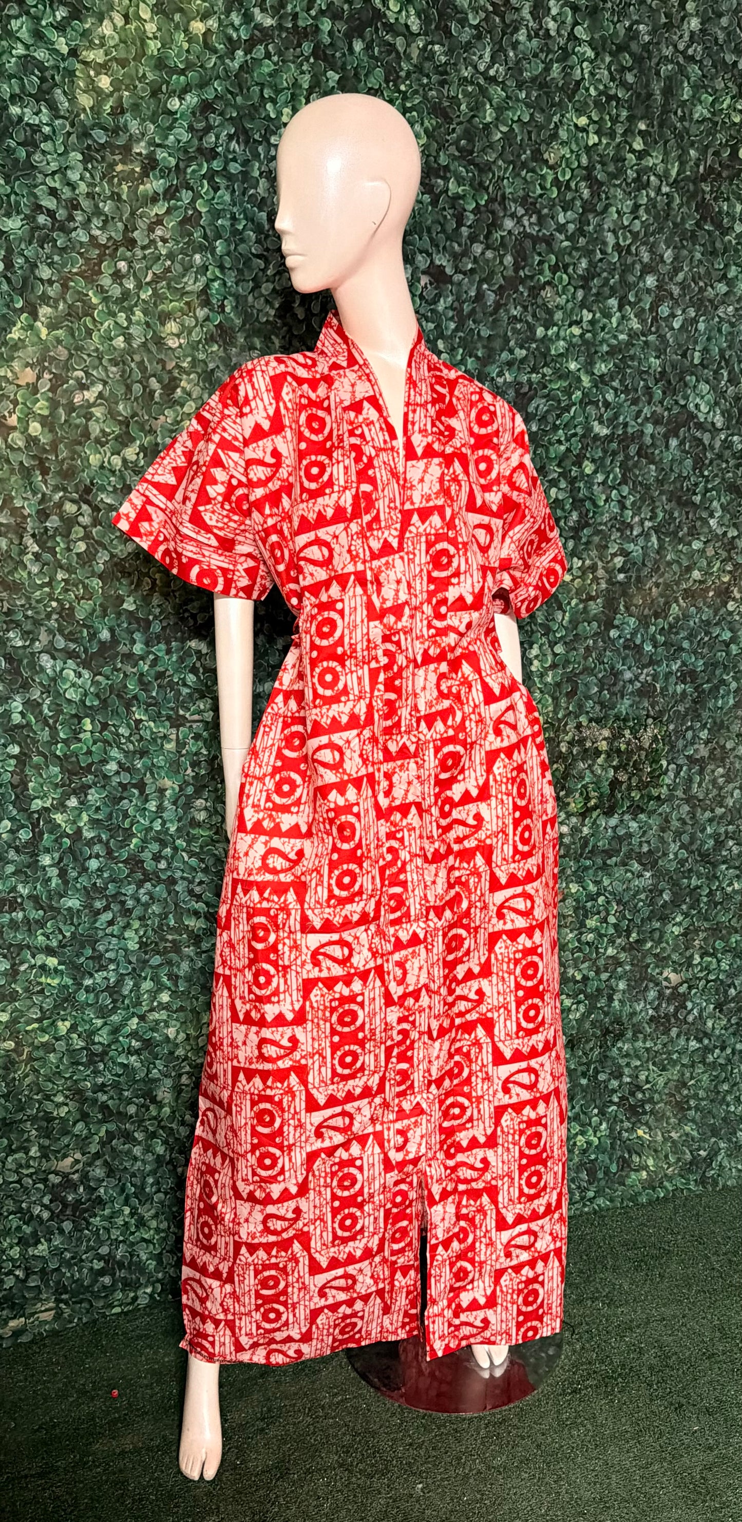 Trendy Stylish Ankara Bubu Long Dress with Waist Belt, Side Pockets, Loose fit, One Size Fit