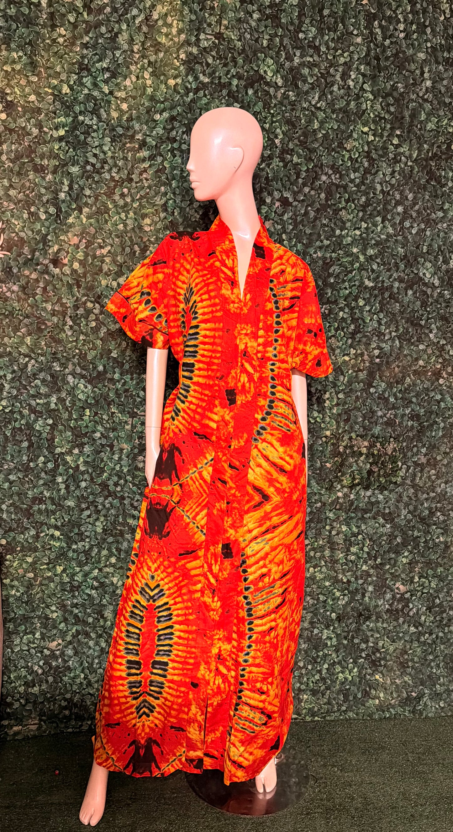 Trendy Stylish Ankara Bubu Long Dress with Waist Belt, Side Pockets, Loose fit, One Size Fit