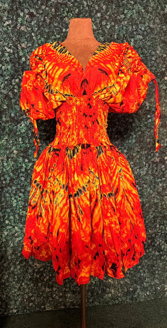 Stylish Ankara Knee Length Dress with Smokey or Shirred Waist, Side Pockets, Loose fit, Fit Size 8-18