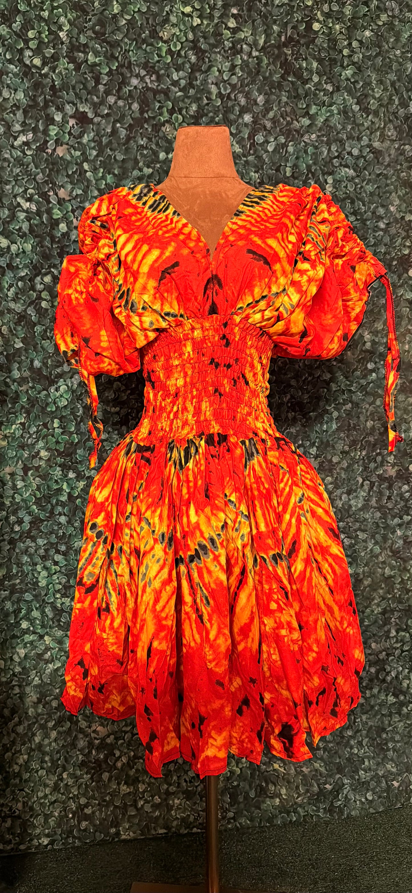 Stylish Ankara Knee Length Dress with Smokey or Shirred Waist, Side Pockets, Loose fit, Fit Size 8-18