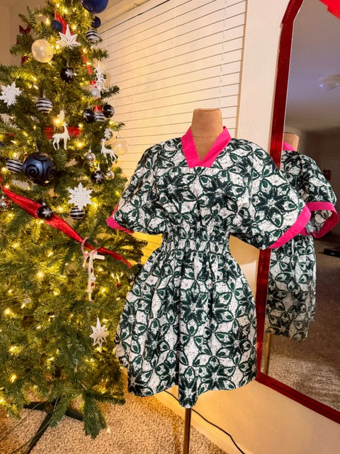 Ire African Print Ankara Fabric Short Dress, ready-to-wear Women's clothing, Handmade flare midi elastic shirred waist Ankara gown