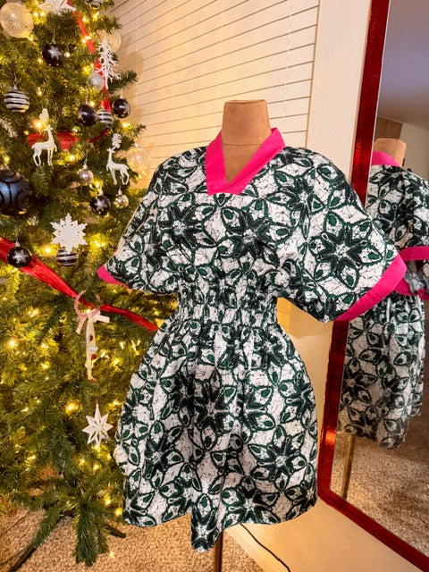 Ire African Print Ankara Fabric Short Dress, ready-to-wear Women's clothing, Handmade flare midi elastic shirred waist Ankara gown